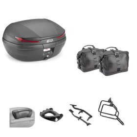 Kit de Top Case GIVI ARENA CORIUM Sac Noir Rouge 45/13L pour ROYAL ENFIELD SUPER METEOR