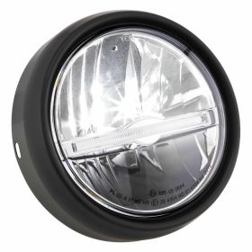 SIP PERFORMANCE LED Round Headlight 130 mm 12V CNC Aluminum Black European Approval
