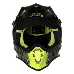 CASQUE TOUT TERRAIN JUST1 J38 MASK JAUNE FLUO / NOIR / VERT MAT
