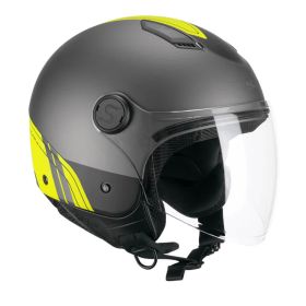 Demi Jet Helmet SKA-P 1LHG LUKE Sport Anthracite Fluorescent Yellow Satin Glossy