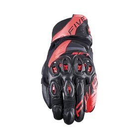Guanti Moto Racing FIVE SF1 EVO Estivi in Pelle Nero Rosso Fluo