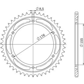 CORONA IN ACCIAIO PASSO 530 - Z 45 DENTI (DIS.86601)