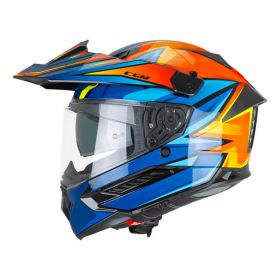 Casco enduro CGM 366X DUAL BEAT blu arancione giallo fluo
