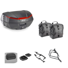 Kit GIVI bauletto V49 AIR borsa CORIUM nero arancio 49/16L per MOTO GUZZI