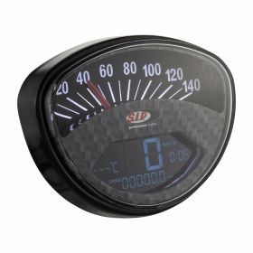 SIP 2.0 Compteur de vitesse Odomètre Look Carbone 140 km/h pour Vespa 50 SS/90 SS