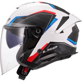 Casque Jet LS2 OF618 VERSO II Air Blanc Brillant Bleu Rouge