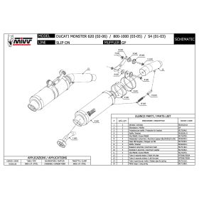 Silencieux MIVV GP approuvé en carbone à double sortie pour DUCATI Monster 620