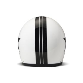Jet Helm Cafe Racer DMD RETRO Star Weiß Schwarz Glanz