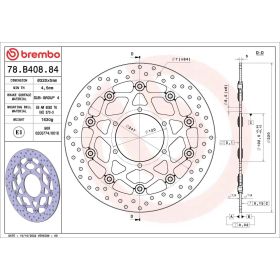 Disque de frein flottant BREMBO 78B40884 série or D.320 épaisseur 5 mm 6 trous pour SUZUKI