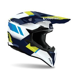 AIROH WRAAAP VISION Glossy Yellow/Blue Cross Helmet