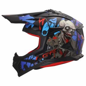 Casco cross LS2 MX708 FAST II ZOMBIE II nero rosso blu