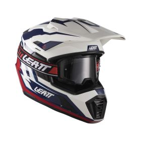 LEATT ADV 7.5 Polymer Endurohelm Royal Weiß Blau mit Maske 2.5