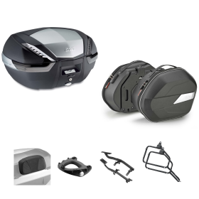 GIVI V47 TECH Top Case Kit WL900B Noir Fumé 47/25L pour MOTO GUZZI V85 TT