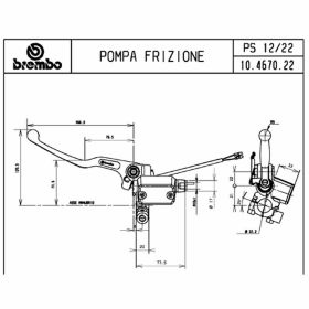 Pompa frizione assiale BREMBO 10467022 nera D.pistone 12mm leva fissa