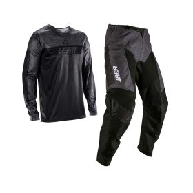 LEATT Moto 3.5 Ride Motorrad Set Stealth Schwarz Grau Trikot und Hose