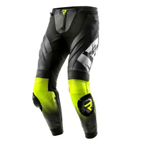 Pantaloni moto uomo in pelle REBELHORN INFERNO neri/giallo fluo
