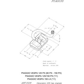 Système d'échappement complet Sito 0231 approuvé pour PIAGGIO VESPA 150PX