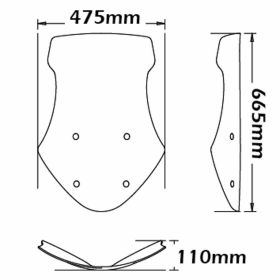 Parabrezza alto ISOTTA Fumè chiaro 665x475x6mm per MOTO GUZZI