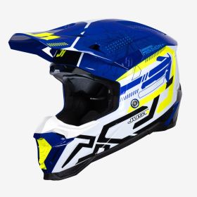 Casco Motocross JUST1 J40 MISSION giallo fluo/blu lucido