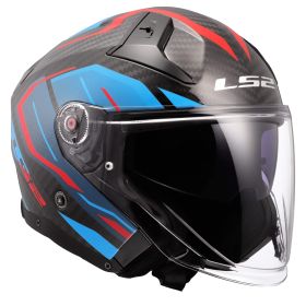 Casco Jet LS2 OF603 INFINITY II CARBON Urus Blu Lucido Rosso