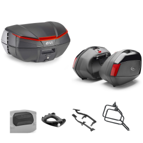 GIVI V49 AIR Top Case Kit V35 Black Orange/Red 49/35L for SUZUKI DL V STROM
