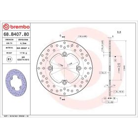 BREMBO Festbremscheibe 68B40780 Gold-Serie Edelstahl D.240 Dicke 5mm 4 Löcher