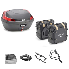 Kit GIVI bauletto BLADE borsa CANYON nero rosso 47/25L per CF MOTO 700 MT ADV