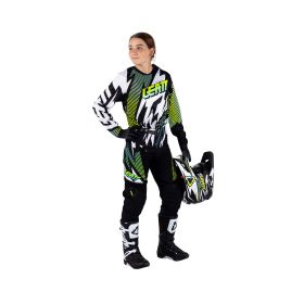 Completo bambino LEATT Moto 3.5 Ride Storm verde nero maglia e pantaloni