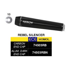 Marmitta completa ARROW racing Rebel fondello alluminio nero per Yamaha SCR 950