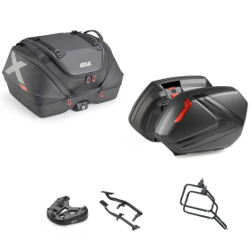 GIVI X-LINE Top Case V37 Look Carbone/Rouge 40/37L pour SUZUKI DL V STROM