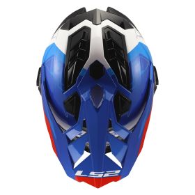 Henduro helm dual road LS2 MX701 EXPLORER HEXA weiss blau rot