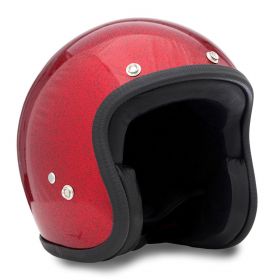 Jet Helmet Cafe Race 70's Metal Flakes Fire Red