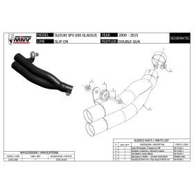 MIVV Black Slip-on Auspuff Double Gun genehmigt für SUZUKI Gladius