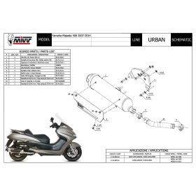 Marmitta completa MIVV Urban in acciaio inox per YAMAHA majesty 400 2007-2014