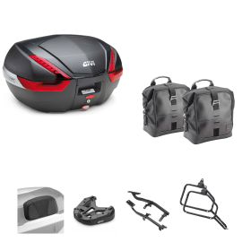 GIVI V47 top case kit CORIUM carbon/red 47/16L for BENELLI LEONCINO