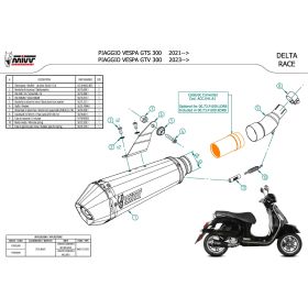 MIVV Delta Race Black Silencieux Slip-on pour PIAGGIO Vespa GTV 300