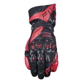 Motorcycle Gloves Racing FIVE RFX1 EVO Summer Leather Black Red Fluo