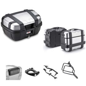 GIVI Trekker Anodized Gray/Black Top Case Luggage 52/33L for SUZUKI DL V STROM