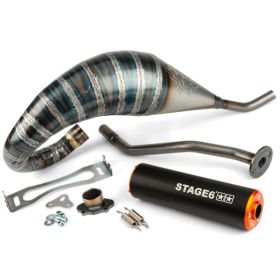 STAGE6 R/T Komplettauspuff 70-80 hoch schwarz/orange Endstück