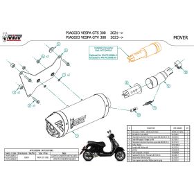 MIVV Mover Black Silencieux Slip-on pour PIAGGIO Vespa GTV 300