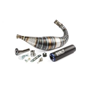 STAGE6 R/T 90-100 CC CNC SCHWARZ/BLAU AUSPUFF MIT NIEDRIGEM DURCHGANG FüR MINARELLI AM6.