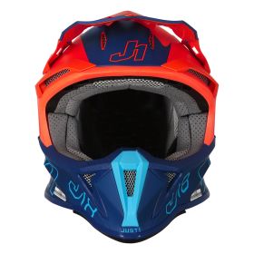 CASQUE TOUT TERRAIN JUST1 J18 VERTIGO BLEU / BLANC / ORANGE FLUO