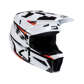 LEATT Moto 3.5 Kids motocross helmet white black with Vizion 2.5s goggles