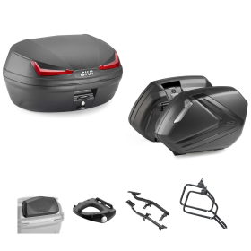 GIVI SIMPLY IV Top Case Kit V37 TECH Black Red/Smoke 45/37L for YAMAHA