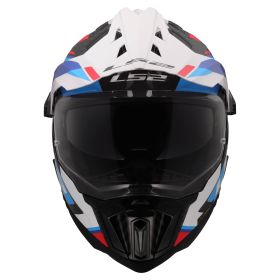 Casco Enduro Dual Road LS2 MX701 EXPLORER CARBON Frontier II Bianco Lucido Blu