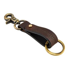 Porte-clés SIP marron/or avec logo en cuir véritable