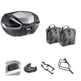Kit GIVI bauletto V47 TECH borsa CORIUM nero fumè 47/16L per YAMAHA MT09