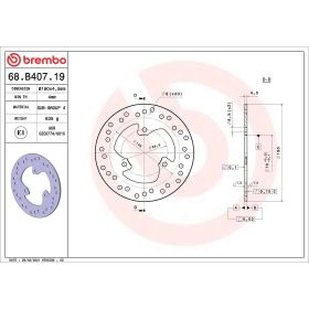 Disque de frein fixe BREMBO 68B40719 série or D.190 épaisseur 4,5 mm 3 trous pour APRILIA