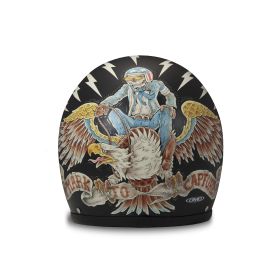 Jet Helmet Cafe Racer DMD RETRO Eagle Black Matte