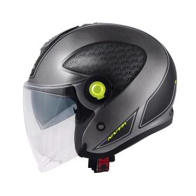 Casco Jet KAPPA KV35 Double Visor Dexter Titanio Opaco Nero Giallo